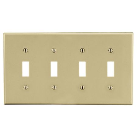 HUBBELL WIRING DEVICE-KELLEMS Wallplate, Mid-Size 4-Gang, 4) Toggle, Ivory PJ4I